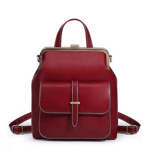 Gorgeous, New Red Leather Backpack/Handbag